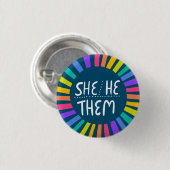 HIJ/SHE/THEM Pronouns Rainbow Handgeschreven Pride Ronde Button 3,2 Cm (Voorkant /achterkant)