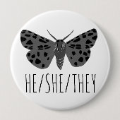 HIJ/SHE/THEY Pronouns Handgetekende Moth Insect Ronde Button 4,0 Cm (Voorkant)