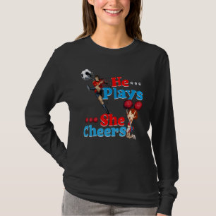 Hij speelt ze op het Football Zoon Cheerleader Dau T-shirt