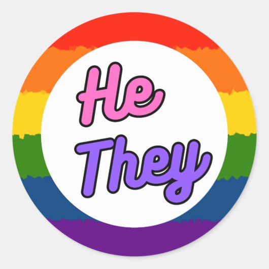 Hij spreekt de regenboog Stickers uit (Voorkant)