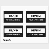 Hij spreekt zwart en wit uit rechthoekige sticker (Vel)