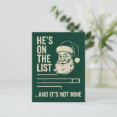 Hij Staat Op De Lijst Grappig Kerstmis Briefkaart (Staand voorkant)