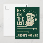 Hij Staat Op De Lijst Grappig Kerstmis Briefkaart (Voorkant / Achterkant)