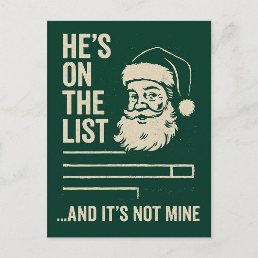 Hij Staat Op De Lijst Grappig Kerstmis Briefkaart (Voorkant)