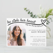 Hij stal haar hartlijnfoto Funny Vrijgezellenfeest Kaart (Staand voorkant)
