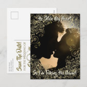 Hij stal mijn hart bruiloft save the date Briefkaa Feestdagenkaart (Voorkant / Achterkant)
