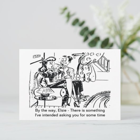 Hij stelde de vraag, grappig save the date (Staand voorkant)