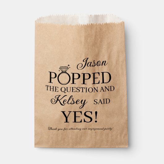 Hij stelde de vraag Verlovingsfeest Popcorn Bedankzakje (Voorkant)
