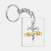 Hij stierf voor ons Floral Cross Sleutelhanger (Voorkant Links)