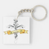 Hij stierf voor ons Floral Cross Sleutelhanger (Achterkant)