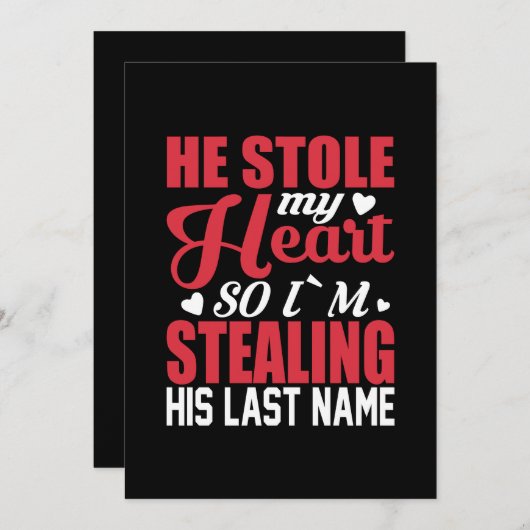 Hij stopte mijn hart, dus ik stuur zijn achternaam kaart (Voorkant / Achterkant)