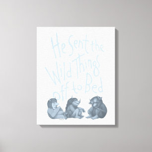 Hij stuurde de wilde dingen naar bed - Blauw Canvas Afdruk