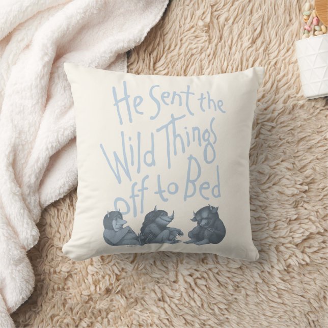 Hij stuurde de wilde dingen naar bed - Blauw Kussen (Deken)