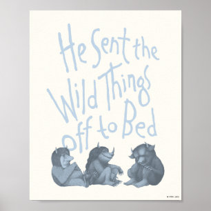 Hij stuurde de wilde dingen naar bed - Blauw Poster