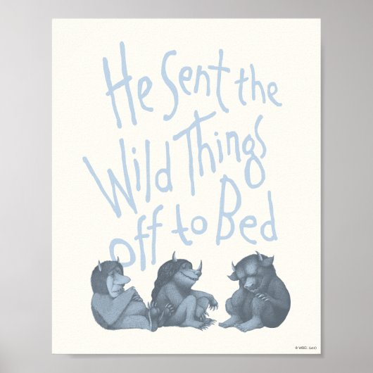 Hij stuurde de wilde dingen naar bed - Blauw Poster (Voorkant)