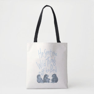 Hij stuurde de wilde dingen naar bed - Blauw Tote Bag