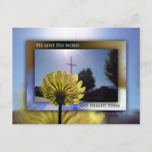 Hij stuurde zijn woord en liet ze horen briefkaart