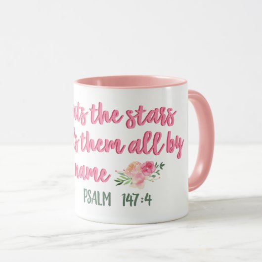 Hij telt de Stars-scriptie // Bijbelversie Mok (Voorkant rechts)