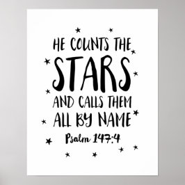 Hij telt de sterren Psalms kinder print poster