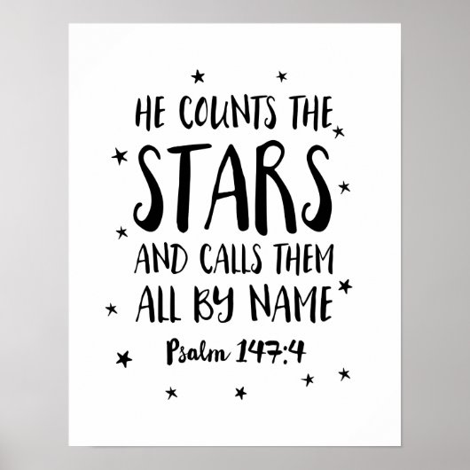 Hij telt de sterren Psalms kinder print poster (Voorkant)