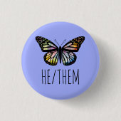 HIJ/THEM Pronounounge Waterverf Butterfly Ronde Button 3,2 Cm (Voorkant)
