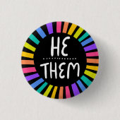 HIJ/THEM Pronouns Rainbow Handgeschreven Pride Ronde Button 3,2 Cm (Voorkant)