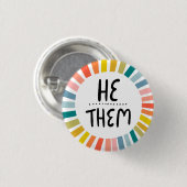 HIJ/THEM Pronouns Rainbow Handgeschreven Pride Ronde Button 3,2 Cm (Voorkant /achterkant)