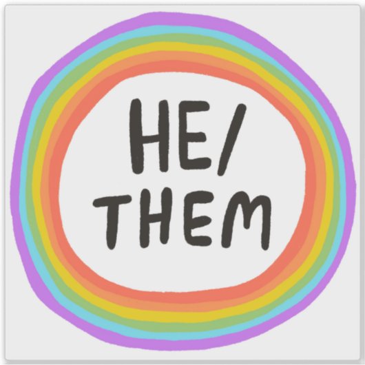 HIJ/THEM zet Rainbow Circle Handlettering af Sticker (Voorkant)