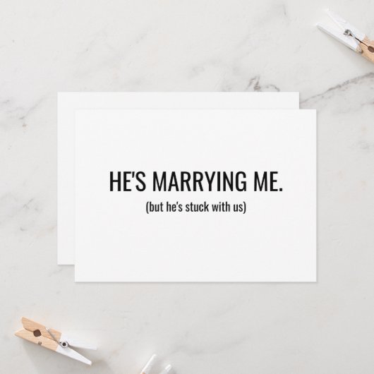 Hij trouwt met me bruidsmeisje met platte Kaart (Voorkant / Achterkant in situ)