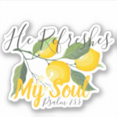Hij verkwikt mijn ziel Psalm 23:3 Sticker (Voorkant)