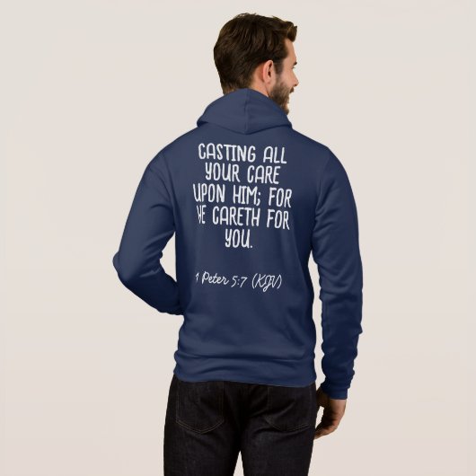 Hij verzorgt jou - Bijbelse versie Hoodie (Achterkant volledig)