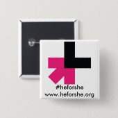 Hij voor haar vierkante button 5,1 cm (Voorkant /achterkant)