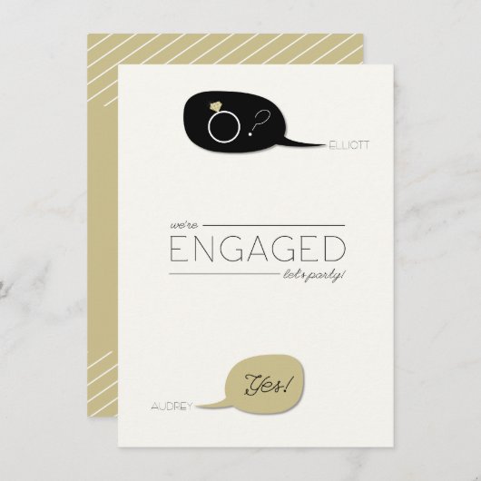 Hij vroeg en ze zei ja! Chic Engagement Party Kaart (Voorkant / Achterkant)