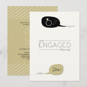 Hij vroeg en ze zei ja! Chic Engagement Party Kaart