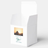 Hij vroeg haar ja foto geëngageerd blauw groen bedankdoosjes (Geopend)