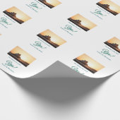 Hij vroeg haar ja foto geëngageerd blauw groen cadeaupapier (Hoek)