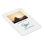 Hij vroeg haar ja foto geëngageerd blauw groen magneet (Rechterzijde)