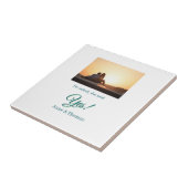 Hij vroeg haar ja foto geëngageerd blauw groen tegeltje (Zijkant)