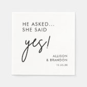 Hij vroeg haar: Ja Modern Engagement Party Servet (Voorkant)