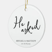 Hij vroeg haar ja te zeggen kalligrafie verloofd keramisch ornament (Links)