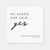 Hij vroeg haar ja te zeggen Modern Engagement Part Servet (Voorkant)