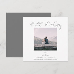 Hij vroeg haar ja te zeggen tegen Foto Script Gray Save The Date