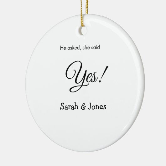 Hij vroeg haar ja te zeggen verloving eenvoudig mi keramisch ornament (Links)