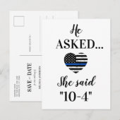 Hij vroeg haar om 10-4 politieweddenschap om de ge aankondigingskaart (Voorkant / Achterkant)