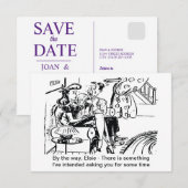 Hij vroeg haar ten huwelijk, Grappig Save The Date (Voorkant / Achterkant)