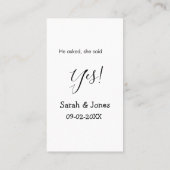 Hij vroeg het ze zei ja engagement eenvoudig minim visitekaartje (Achterkant)