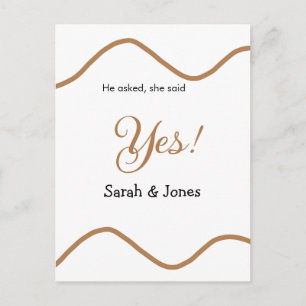 Hij vroeg het, zij zei ja verlovingsring eenvoudig briefkaart