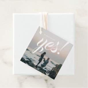 Hij vroeg of ze 'ja' zei bedankjes labels