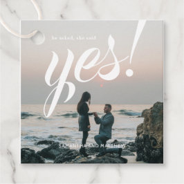 Hij vroeg of ze 'ja' zei bedankjes labels