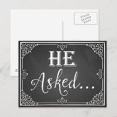 "Hij vroeg" Verloving Kaart foto-prop. (Voorkant / Achterkant)
